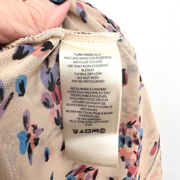 FREE PEOPLE Briella Floral Printed Midi Dress Large Cream Tea Ruched NWT - Picture 16 of 16